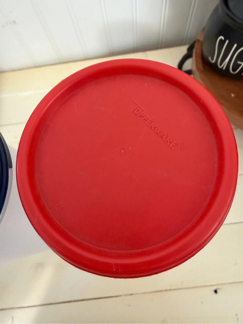 Vintage Tupperware Spaghetti Keepers Pasta Storage Containers Set of 2 Red Blue